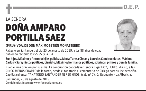DOÑA AMPARO PORTILLA SAEZ