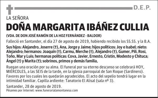 DOÑA MARGARITA IBÁÑEZ CULLIA