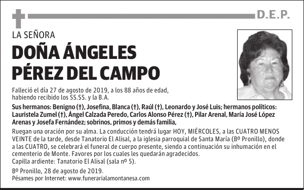 DOÑA ÁNGELES PÉREZ DEL CAMPO