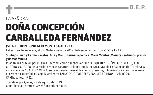 DOÑA CONCEPCIÓN CARBALLEDA FERNÁNDEZ