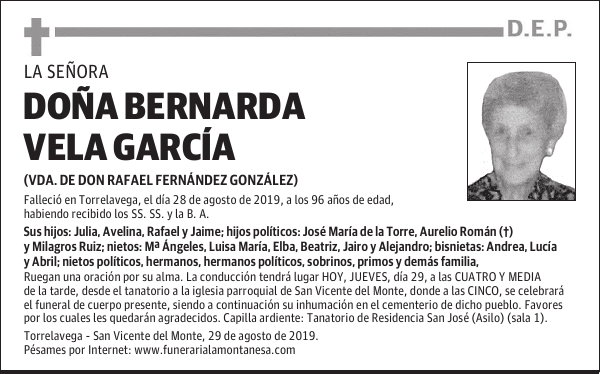 DOÑA BERNARDA VELA GARCÍA
