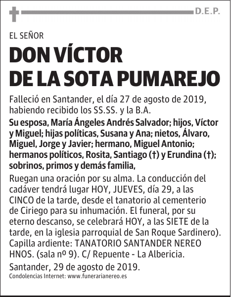 DON VÍCTOR DE LA SOTA PUMAREJO