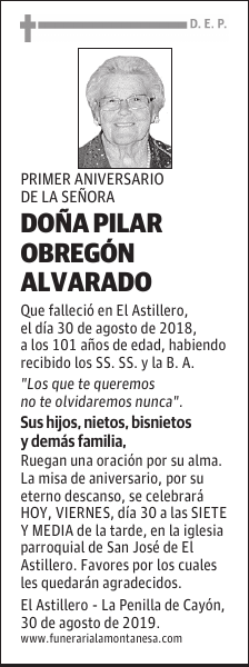 DOÑA PILAR OBREGÓN ALVARADO
