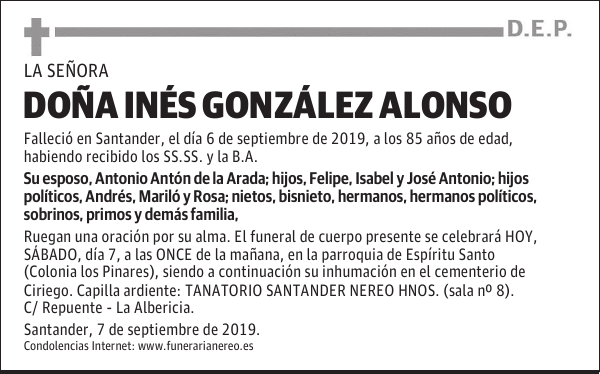 DOÑA INÉS GONZÁLEZ ALONSO