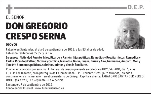 DON GREGORIO CRESPO SERNA
