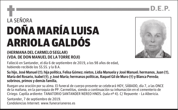 DOÑA MARÍA LUISA ARRIOLA GALDÓS