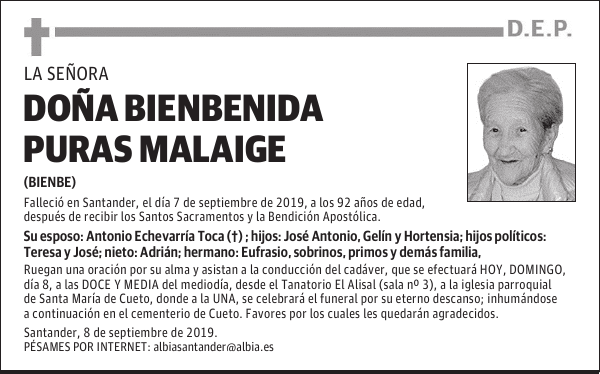 DOÑA BIENBENIDA PURAS MALAIGE