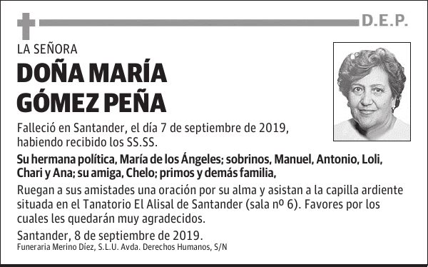 DOÑA MARÍA GÓMEZ PEÑA