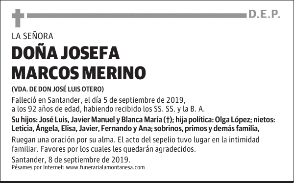 DOÑA JOSEFA MARCOS MERINO