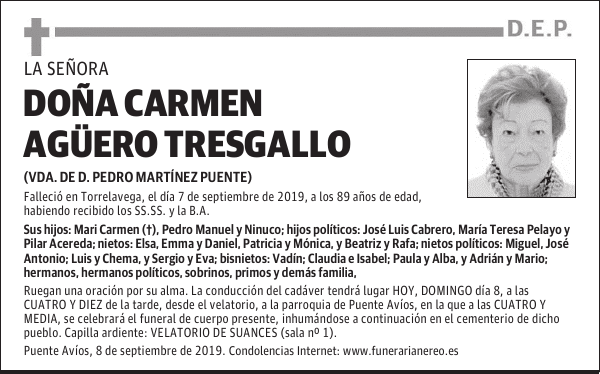 DOÑA CARMEN AGÜERO TRESGALLO
