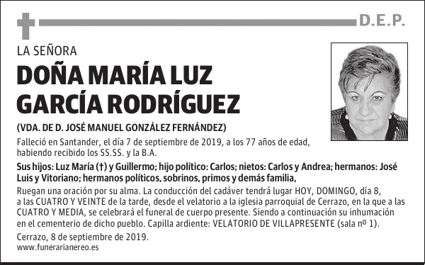 DOÑA MARÍA LUZ GARCÍA RODRÍGUEZ