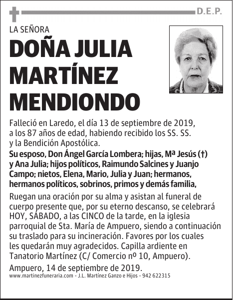 DOÑA JULIA MARTÍNEZ MENDIONDO