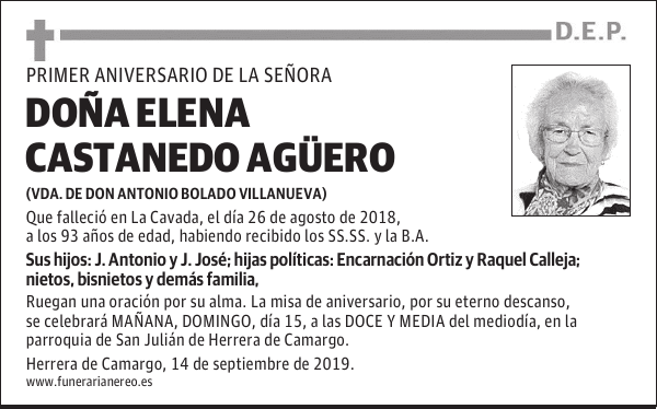 DOÑA ELENA CASTANEDO AGÜERO
