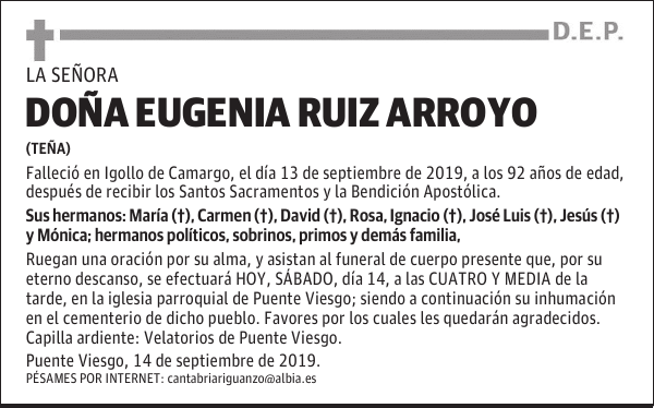 DOÑA EUGENIA RUIZ ARROYO