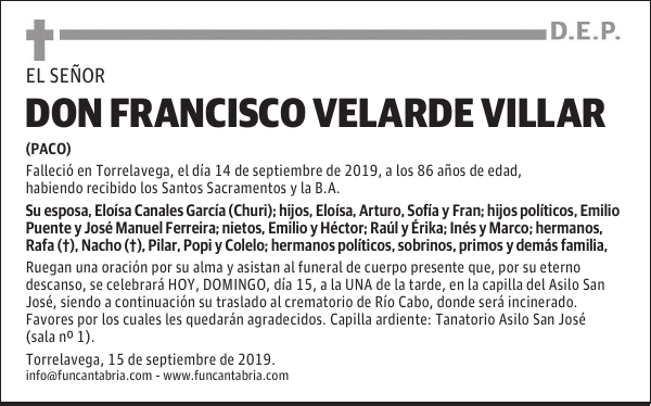 DON FRANCISCO VELARDE VILLAR