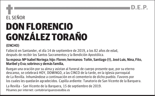 DON FLORENCIO GONZÁLEZ TORAÑO