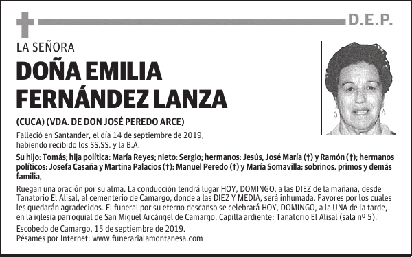 DOÑA EMILIA FERNÁNDEZ LANZA