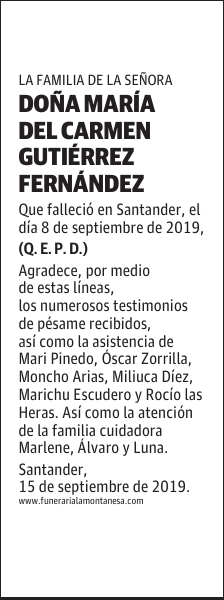 DOÑA MARÍA DEL CARMEN GUTIÉRREZ FERNÁNDEZ