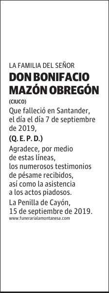 DON BONIFACIO MAZÓN OBREGÓN