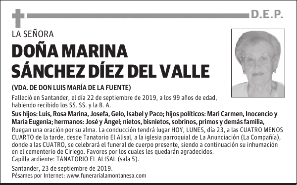 DOÑA MARINA SÁNCHEZ DÍEZ DEL VALLE