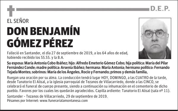 DON BENJAMÍN GÓMEZ PÉREZ