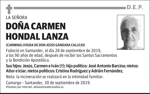 DOÑA CARMEN HONDAL LANZA