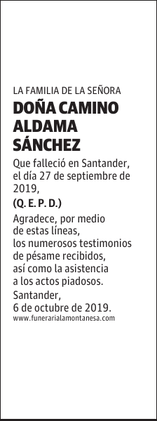 DOÑA CAMINO ALDAMA SÁNCHEZ