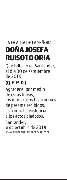 DOÑA JOSEFA RUISOTO ORIA