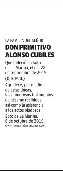 DON PRIMITIVO ALONSO CUBILES