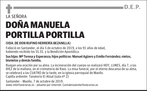 DOÑA MANUELA PORTILLA PORTILLA
