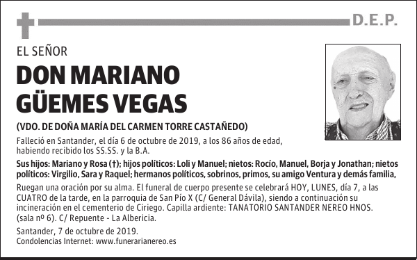 DON MARIANO GÜEMES VEGAS