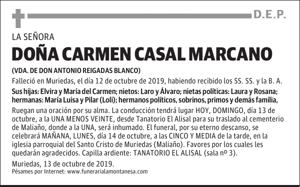 DOÑA CARMEN CASAL MARCANO