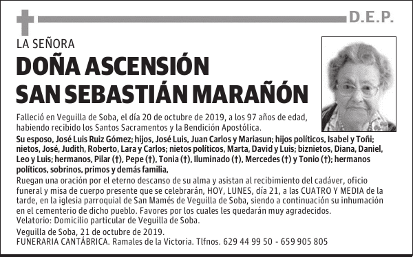DOÑA ASCENSIÓN SAN SEBASTIÁN MARAÑÓN