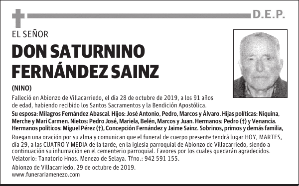 DON SATURNINO FERNÁNDEZ SAINZ