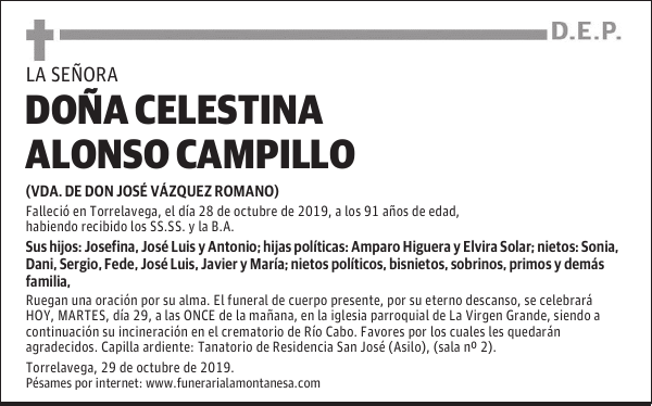 DOÑA CELESTINA ALONSO CAMPILLO