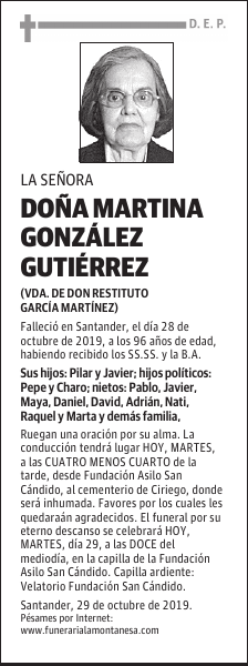DOÑA MARTINA GONZÁLEZ GUTIÉRREZ