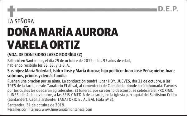 DOÑA MARÍA AURORA VARELA ORTIZ