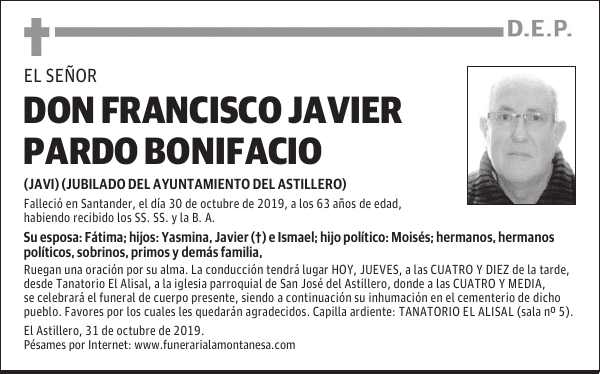 DON FRANCISCO JAVIER PARDO BONIFACIO