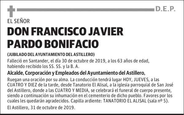 DON FRANCISCO JAVIER PARDO BONIFACIO