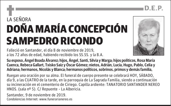 DOÑA MARÍA CONCEPCIÓN SAMPEDRO RICONDO