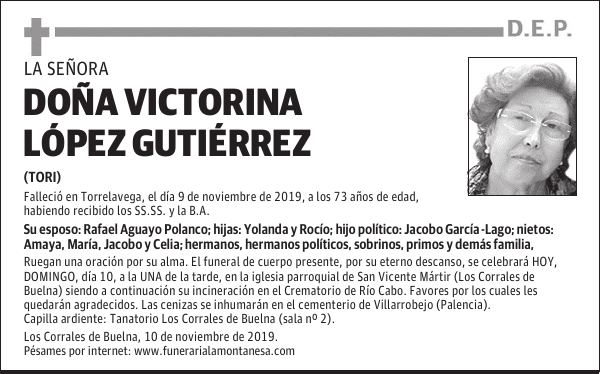 DOÑA VICTORINA LÓPEZ GUTIÉRREZ