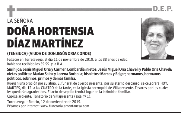 DOÑA HORTENSIA DÍAZ MARTÍNEZ