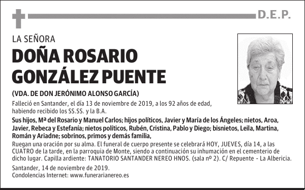 DOÑA ROSARIO GONZÁLEZ PUENTE