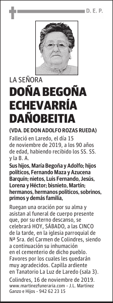 DOÑA BEGOÑA ECHEVARRÍA DAÑOBEITIA