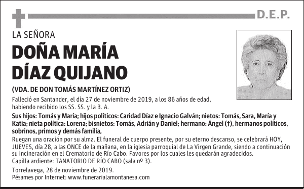 DOÑA MARÍA DÍAZ QUIJANO