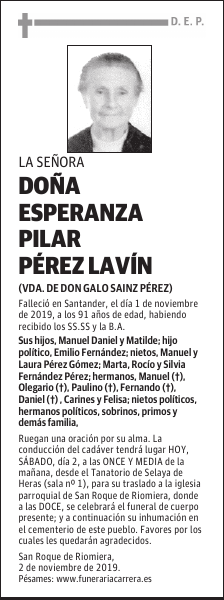 DOÑA ESPERANZA PILAR PÉREZ LAVÍN