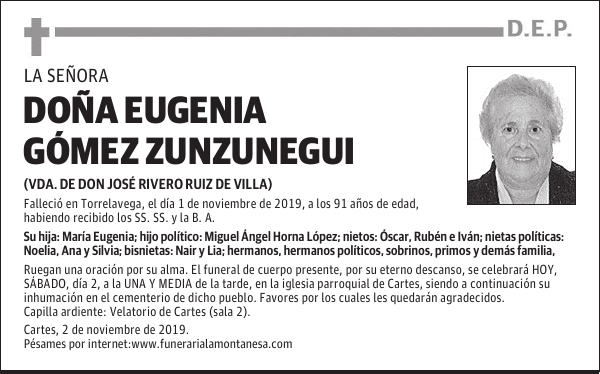 DOÑA EUGENIA GÓMEZ ZUNZUNEGUI