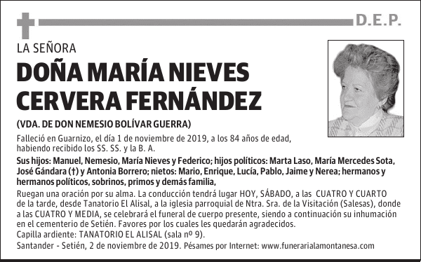 DOÑA MARÍA NIEVES CERVERA FERNÁNDEZ