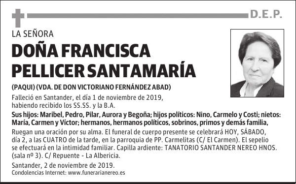 DOÑA FRANCISCA PELLICER SANTAMARÍA
