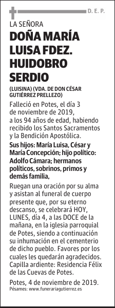 DOÑA MARÍA LUISA FDEZ. HUIDOBRO SERDIO